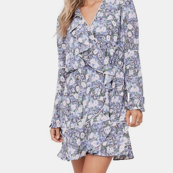 Floral Ruffle Mini Wrap Dress - XS - Picture 5 of 11